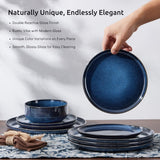 Dinnerware Sets for 4, 12-Piece Stoneware Plates and Bowls Set, Ceramic Dishes Reactive Glaze Dinning Ware