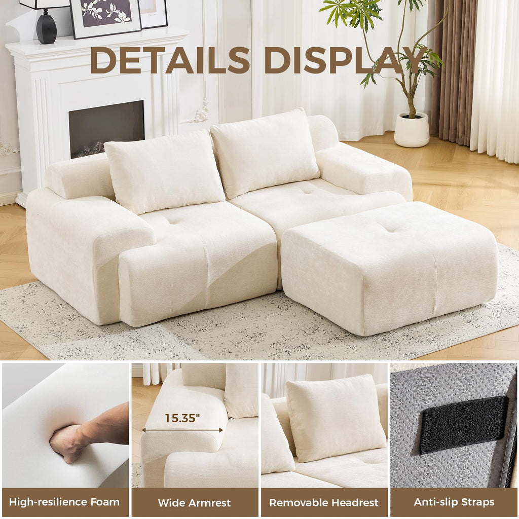 85" Modular Sectional Sofa, Chenille Upholstered Boneless Couch, Modern Deep Seat Cloud Sectional Couches, Oversized