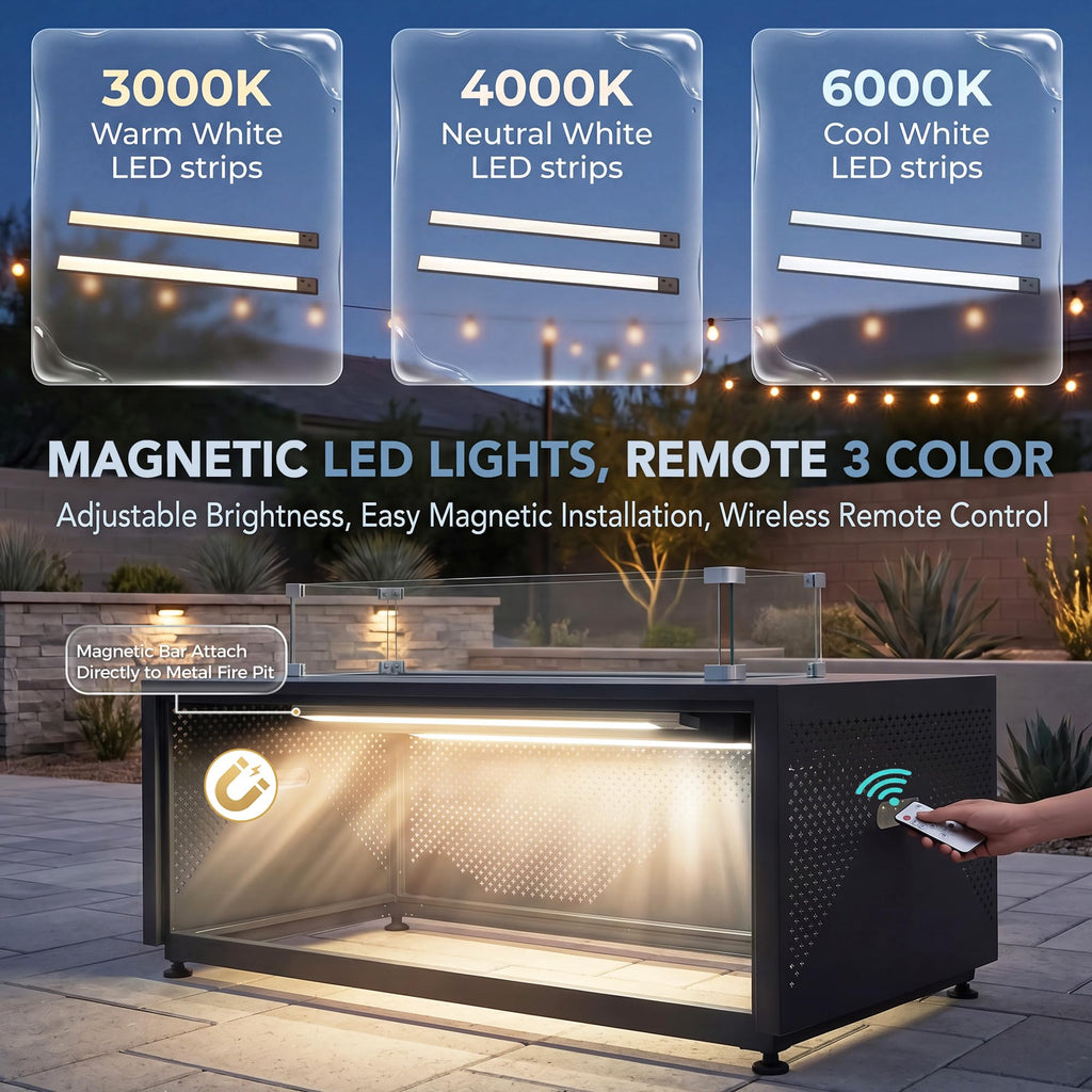 42'' Propane/Natural Gas Fire Pit Table, Rectangle Firepits with Tank Table, 50000 BTU Modern Outdoor Fireplace with
