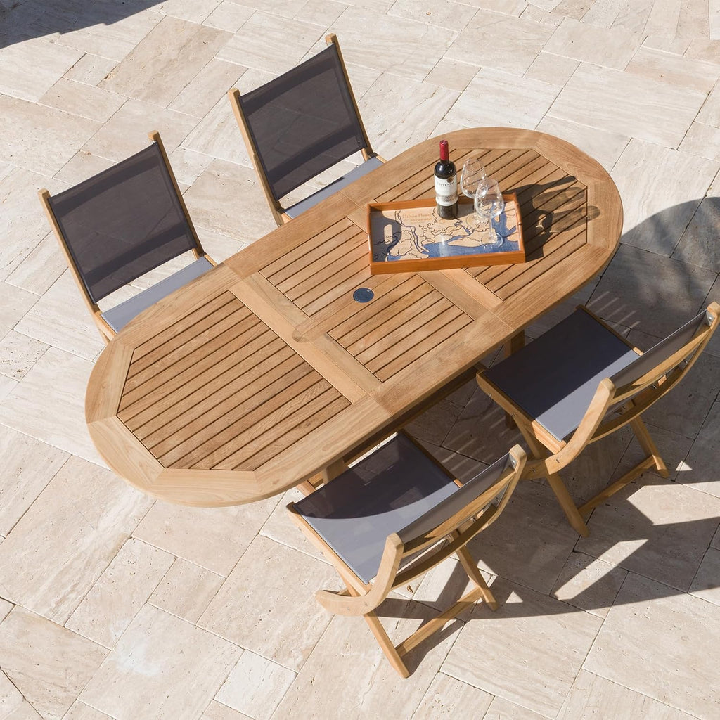 Oval Family Expansion Teak Table, 60/78-Inch