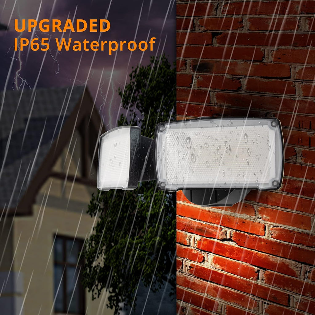 2-Pack 19W Dusk to Dawn LED Security Light Outdoor, 2 Adjustable Head, 2000LM, 5000K, IP65 Waterproof, Super Bright