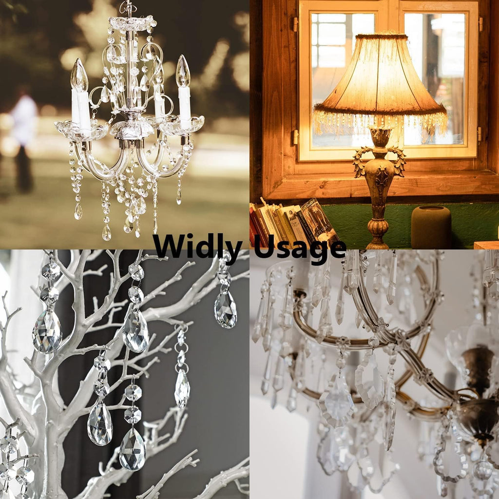 20PCS Clear Crystal Suncatcher Prisms, 63mm Chandelier Replacement Pendants - Maple Leaf Chandelier Prisms Connected