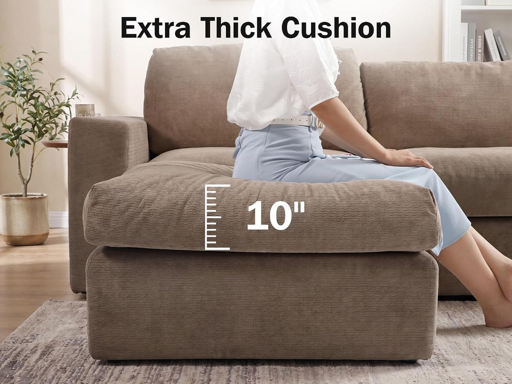 122" Oversized Modular Sectional Sofa, Boneless Couch , Modern Comfy L Shaped Cloud Couch Sectional with Movable