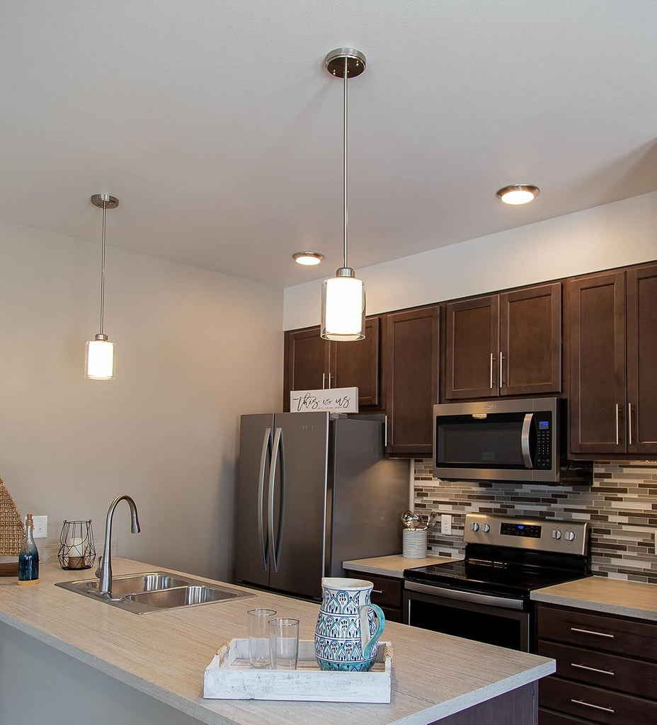 Prescott Integrated LED Ceiling Disk Light Indoor/Outdoor, Flush Mount, Dimmable, Satin Nickel