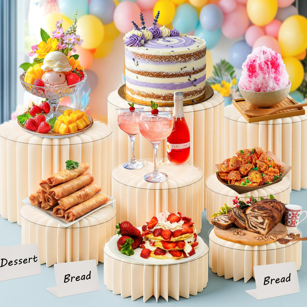 10 Pack Buffet Risers Foldable High Load-Bearing Food Display Risers for Buffet Table, Cylinder Cake & Dessert Stands
