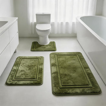Bathroom Rugs Set Memory Foam Mats Non-Slip Bath Rug Set 3 Piece,Washable Bathroom Mats,Absorbent Shaggy Rug Super