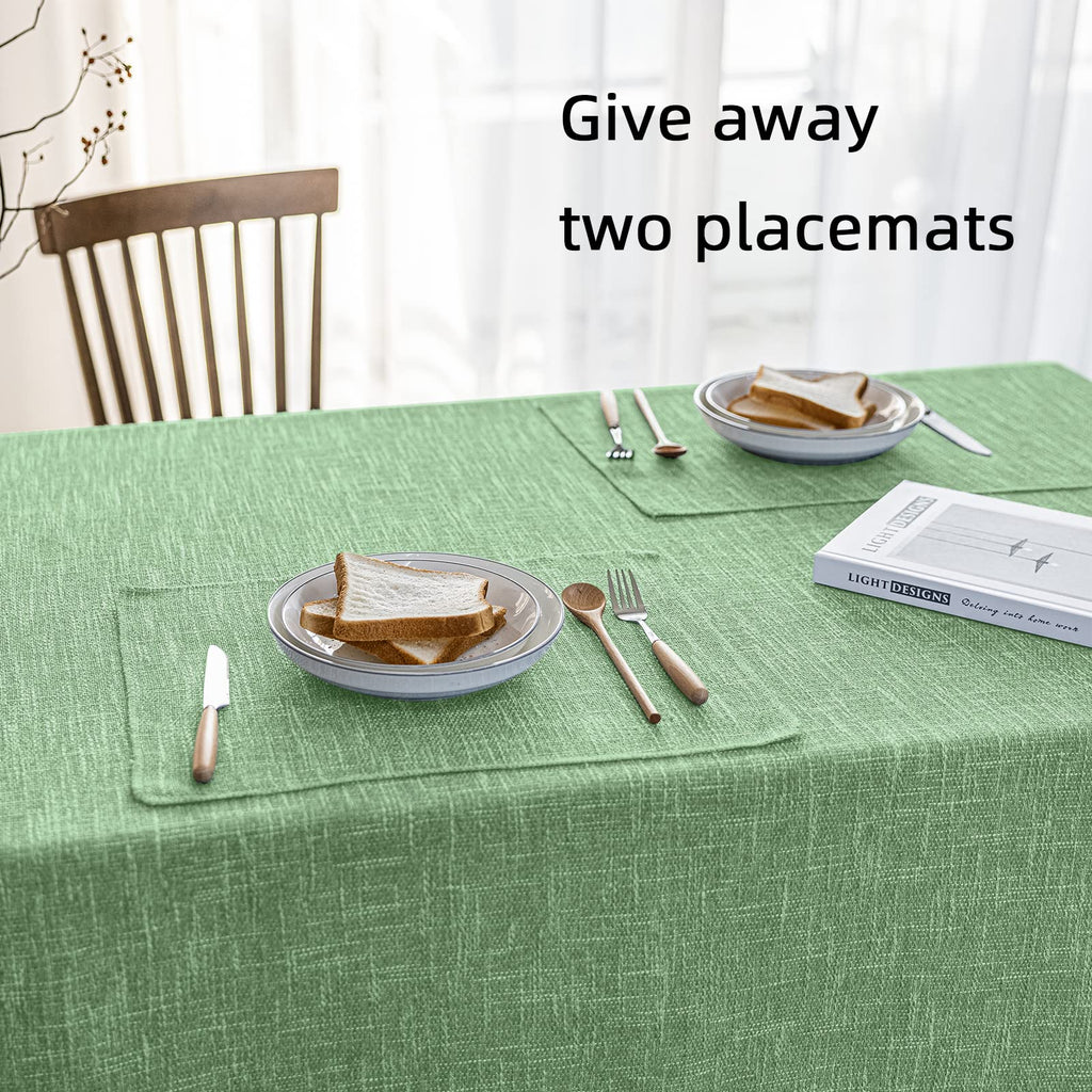 Waterproof Linen Tablecloths Rectangle Dining(54"x120") Grass Green