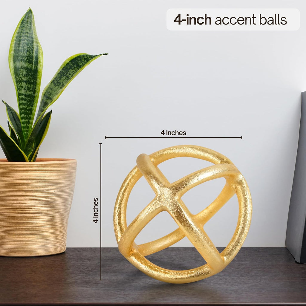 Decorative Sphere Decor - Modern Decorative Balls - Table Decorative Orbs for Centerpiece (Gold)