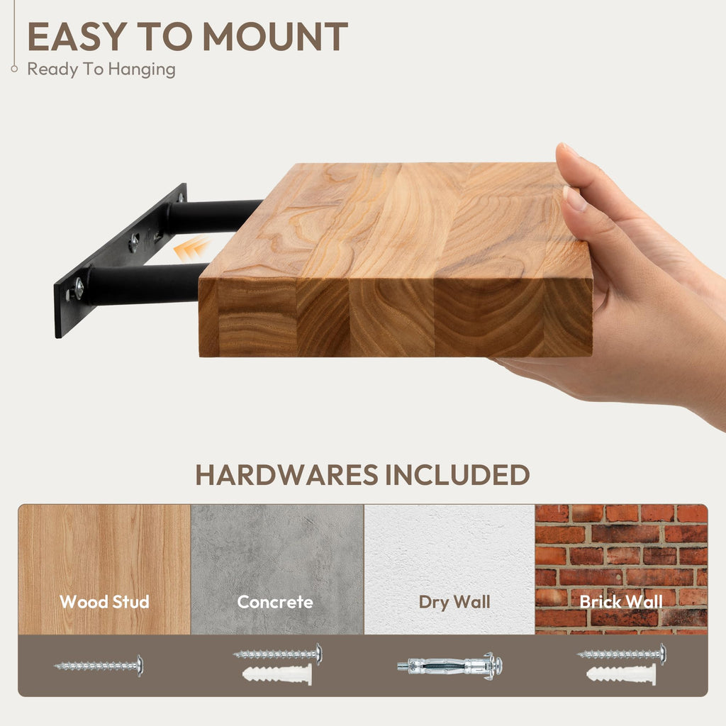 40in Solid Wood Floating Shelves for Wall, 1Pack|Natural