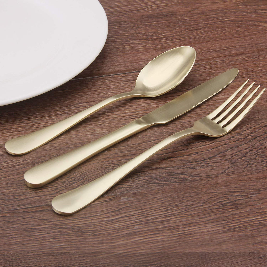 Matte champagne Silverware Set, 20-Piece Stainless Steel Flatware Set, Kitchen Utensil Set Service for 4, Tableware