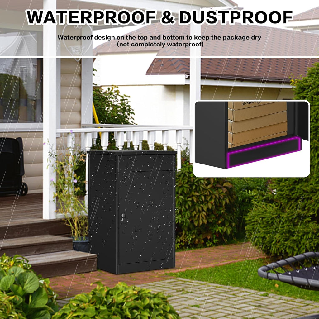 33.5Inch/85CM Express Package Delivery Boxes Large Space Black Parcel Drop Boxes with Lock