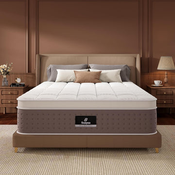 16 Inch King Size Mattress, Hybrid King Mattress in a Box for Side Sleepers | Cooling Gel Memory Foam & Medium Firm