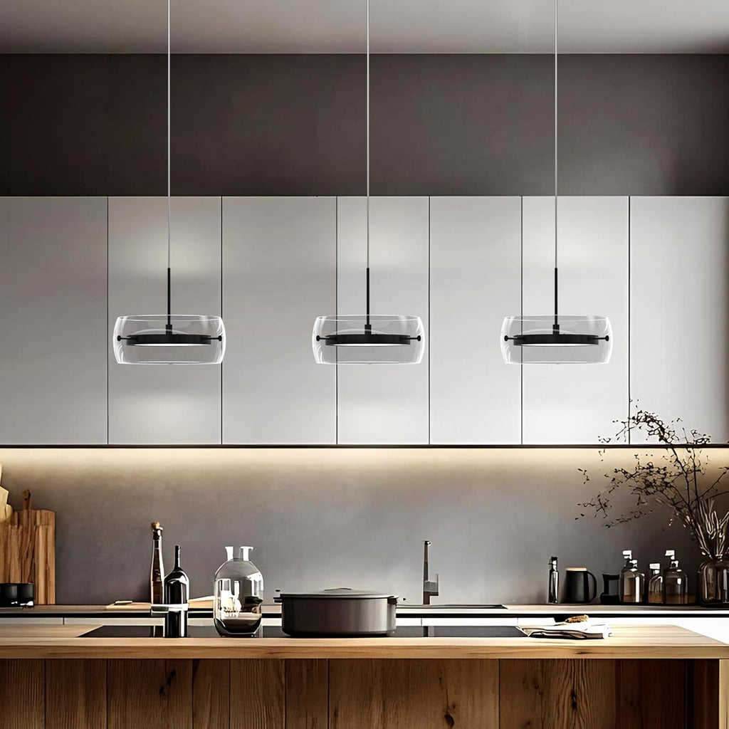 Pendant Lights Kitchen Island Dual-Sided LED Lighting, Adjustable Hanging Length, Glass Shade, Dimmable, Modern