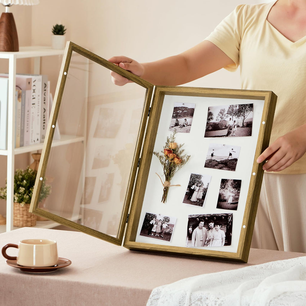 12x16 Brown Deep Shadow Box Picture Frame with Polished Plexiglass