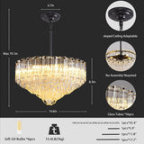 Modern Clear Glass Chandelier, 14" Round Crystal Dining Room Chandelier, Small Black Pendant Light Hanging Fixture for Bedroom, Kitchen Island Light Dimmable Ceiling Lighting Chandeliers for Bathroom A127-B0F26Q9KCX