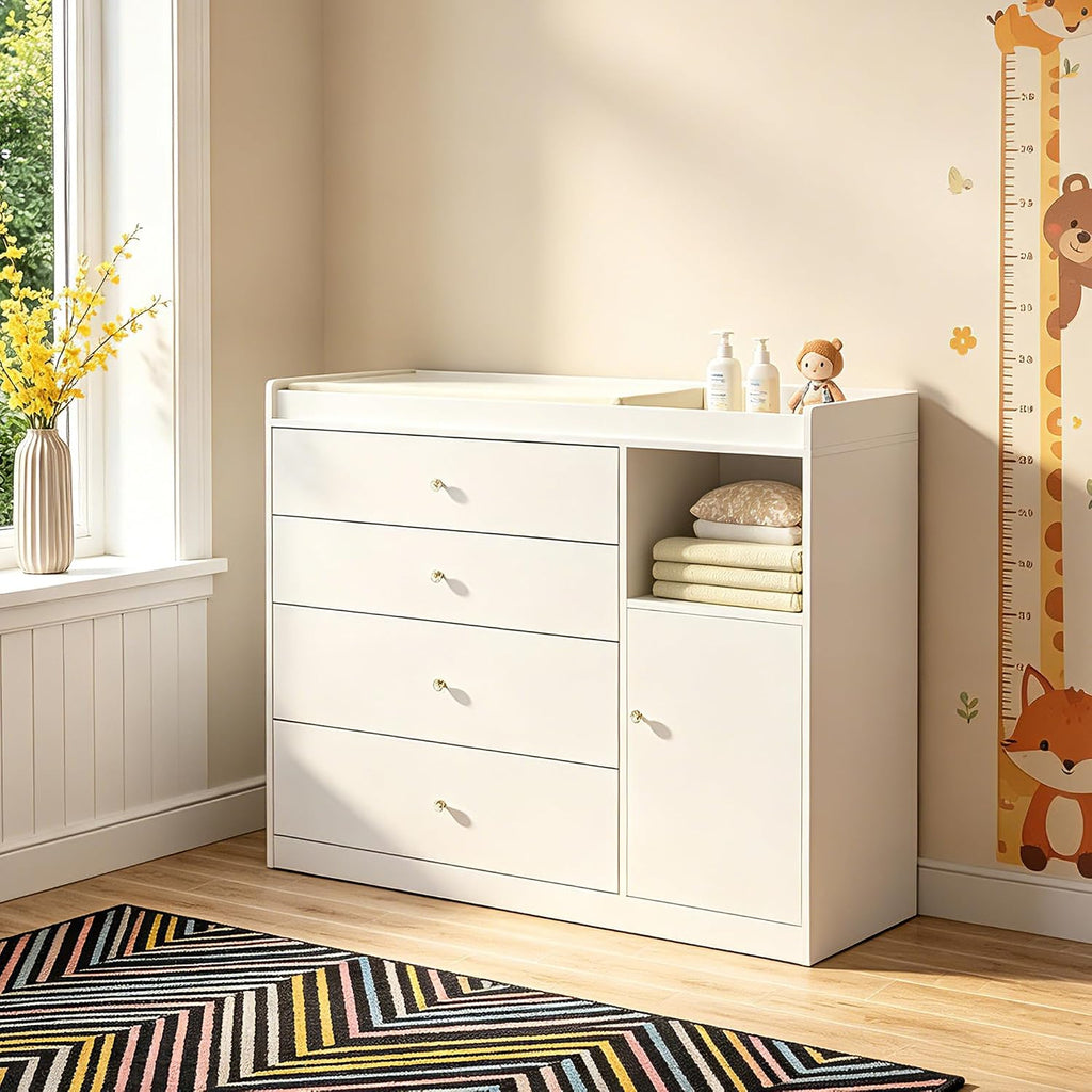 Baby Dresser with 5 Drawers Changing Table Dresser with Changing Table Top