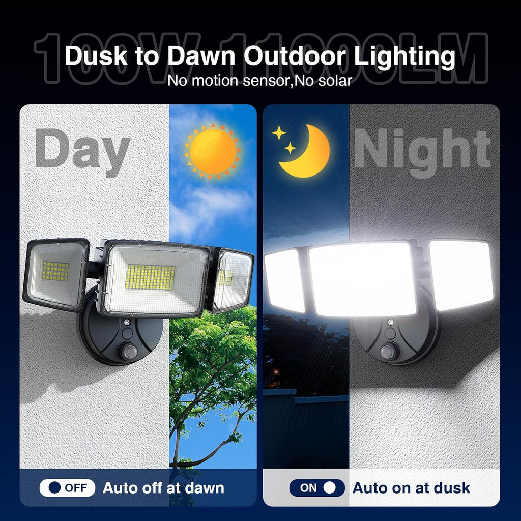 100w Dusk to Dawn Outdoor Lighting,11000LM Led Outdoor Light from Dusk Till Dawn,Super Bright Flood Light,IP66