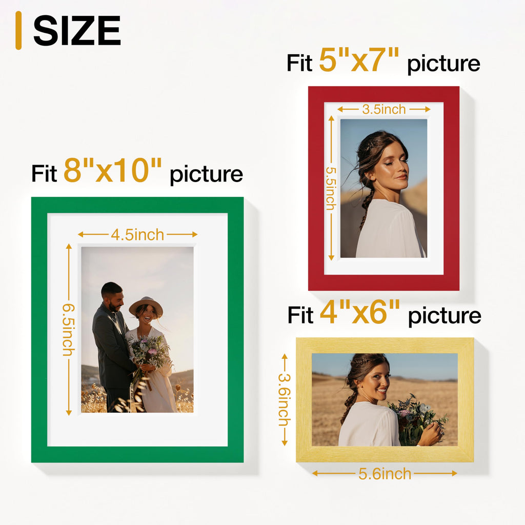 10 Pack Gallery Wall Frame Set, Green, Red, Gold