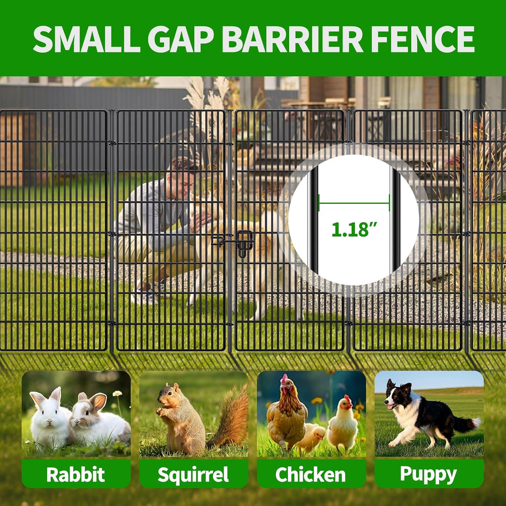 10 Panels No Dig Decorative Garden Fence - 48 in (H) x 21 ft (L), Tall Garden Fences - Dog Fence Outdoor for Yard