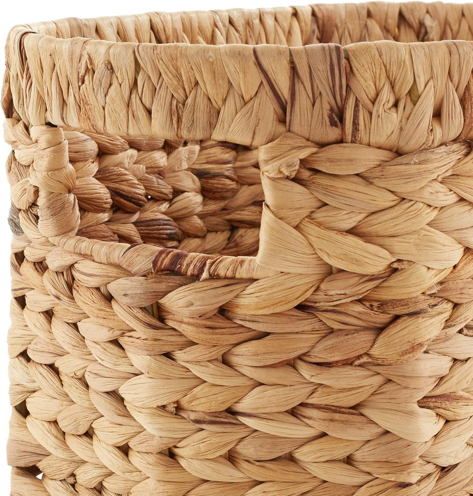 Woven Magazine Holder with Handles, Natural - Water Hyacinth Storage Basket