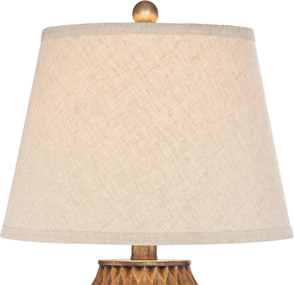 Buckhead Modern Accent Table Lamp 22" High Warm Bronze Brown Sculptural Geometric Textured Urn Tapered Fabric Drum