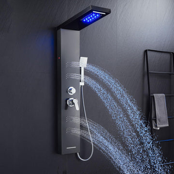 Stainless Steel Shower Panel Tower System with LED Lights