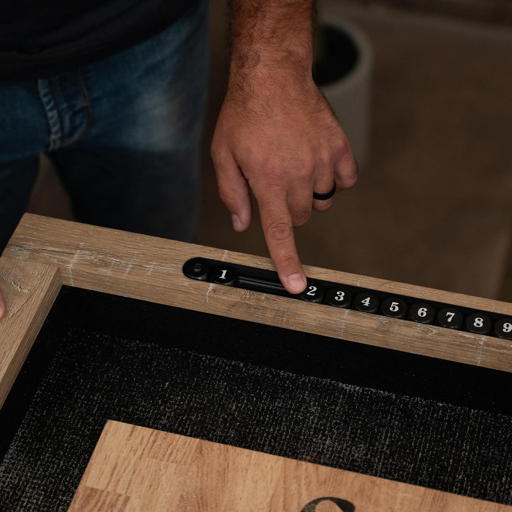 LED Shuffleboard with Buffet Top - Modern Style - Light Up LED Rails - Buffet Top with 2-Piece Leaf Design