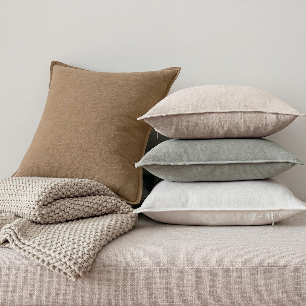Neutral Linen Pillow Covers Pack of 4 Decorative Natural Solid Throw Pillow Covers Soft Accent Boho Farmhouse Couch