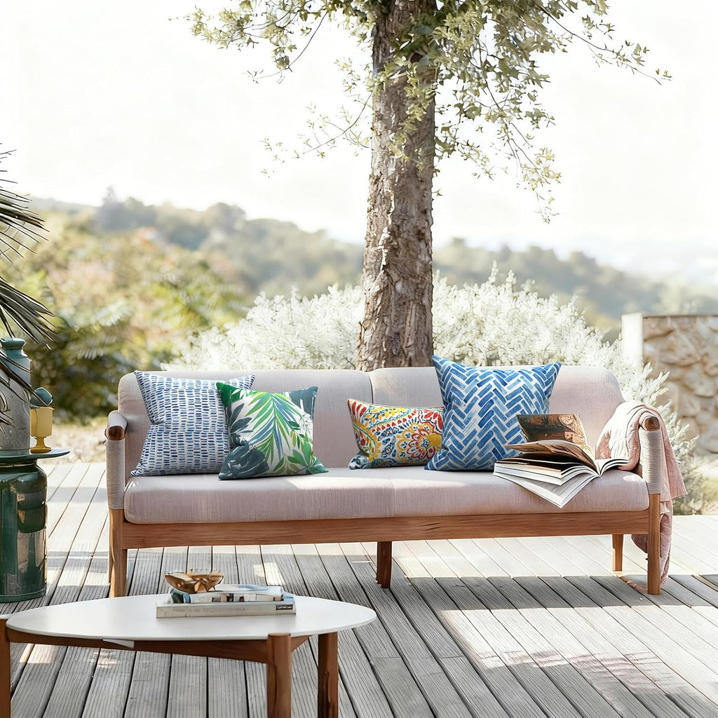 Outdoor/Indoor Throw Pillows, Decorative Throw Pillows with Inserts, 18"x18" Square Pillows, Pebble Blue)