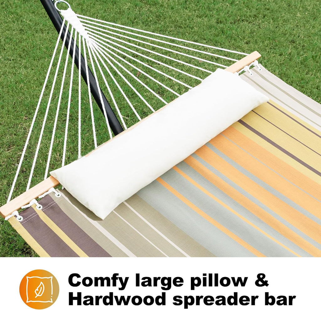 Waterproof Double Hammock with Stand for Outside Heavy Duty, 2 Person 55'' Large Quick Dry Textilene Hammocks with