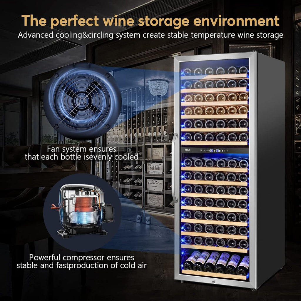 24 Inch Wine Cooler Fridge Dual Zone, Professional Large Capacity High Wine Refr