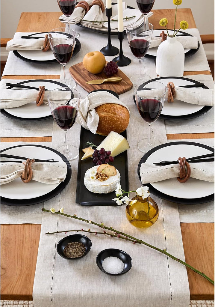 100% Linen Table Runner Natural, Classic Hemstitch 14 x 108 in