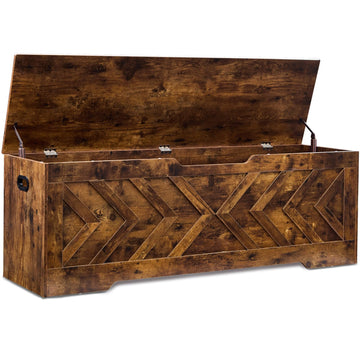 55.1" Storage Bench, Extra Large Entryway Bench with Storage, Storage Chest with 2 Safety Hinges, Blanket Storage, Shoe