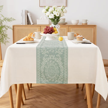 Rustic Rectangle Tablecloths, Farmhouse Cotton Linen Waterproof Burlap Table Cloth, Wrinkle Stain Resistant Washable