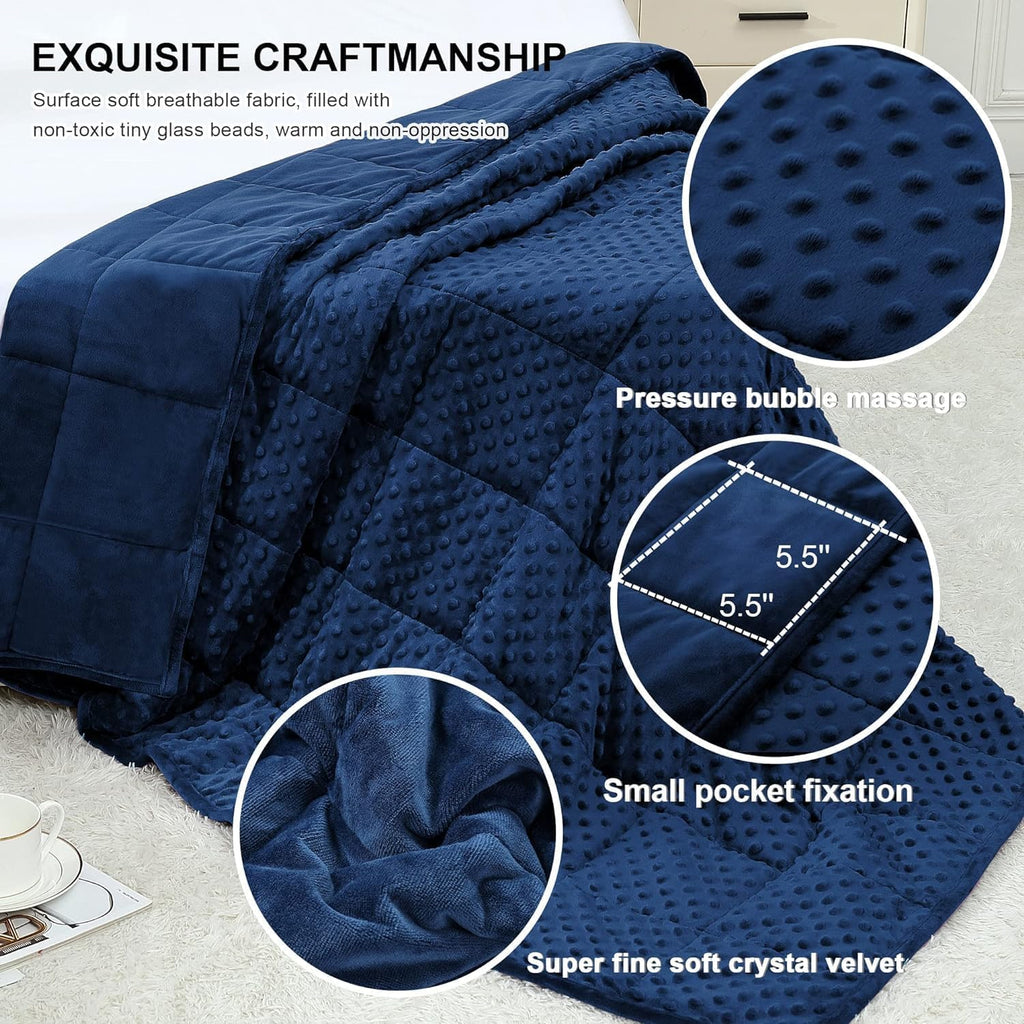 Weighted Blanket Queen Size Heavy Blanket Removable Soft Blue Blankets Microfiber Washable Heated Weighted Throw