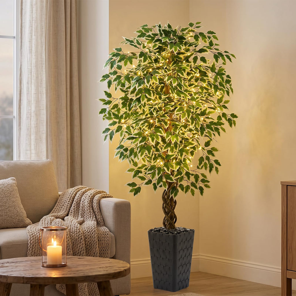 Ficus Tree Artificial, 5FT Realistic Large Faux Trees Indoor