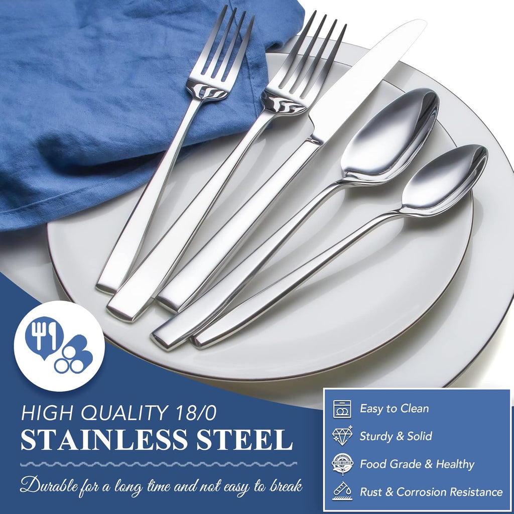 40-Piece Silverware Set Service for 8, Premium Stainless Steel Cutlery Set