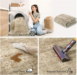 9x12 Area Rug Living Room: Washable Rug Non Slip Low Pile Soft Faux Wool Non Shedding Distressed Vin