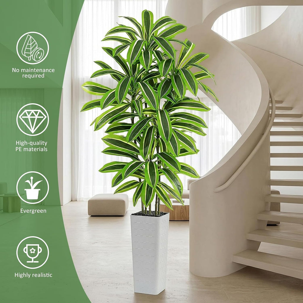 Yellow Dracaena Tree 7FT, Tall Fake Plants Indoor