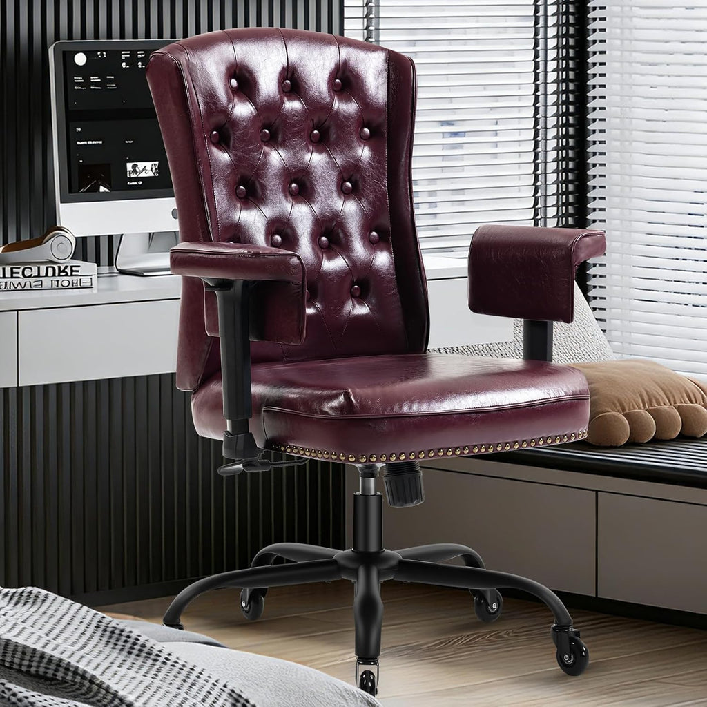 Ergonomic Executive with Wheels and Arms, Tufted Back & Nailhead Trim, Home Office Desk Chairs for Home & Office