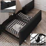 Queen Bed Frame Upholstered Bed Frame with Adjustable Diamond Button-Tufted Headboard/3 Drawers Storage
