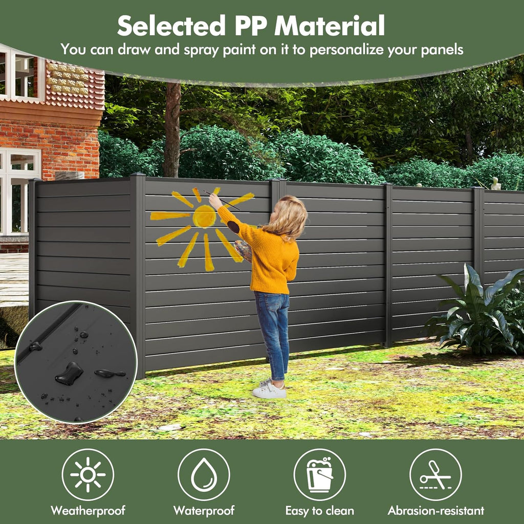 2 Panels Outdoor Privacy Screen, 48''W x 48''H Air Conditioner Fence, Trash Can Enclosure with Stakes, PP Vinyl