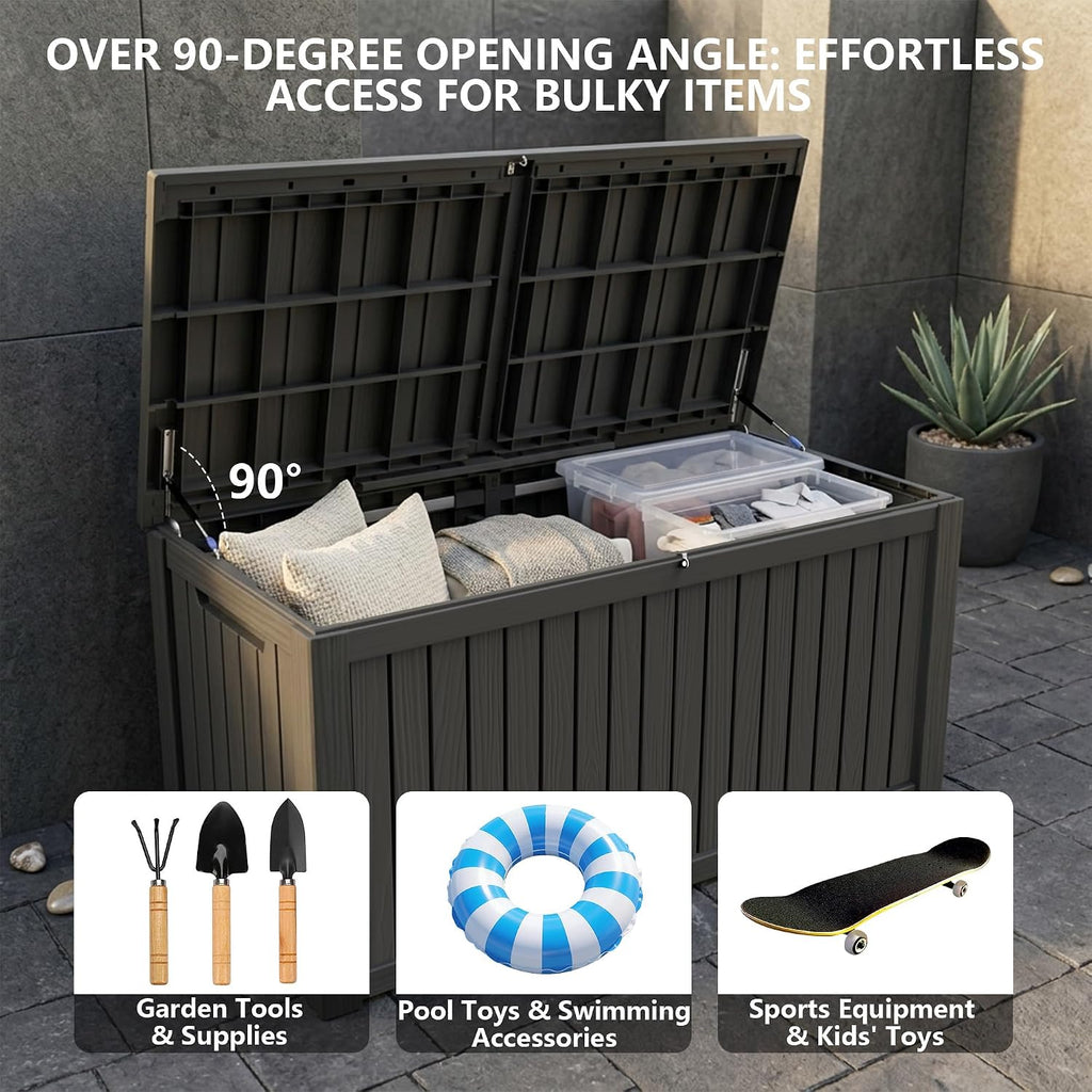 Outdoor Storage Box, 200 Gallon Waterproof Deck Box [Upgraded 3.0], Premium Hydraulic Cushion Storage Chest