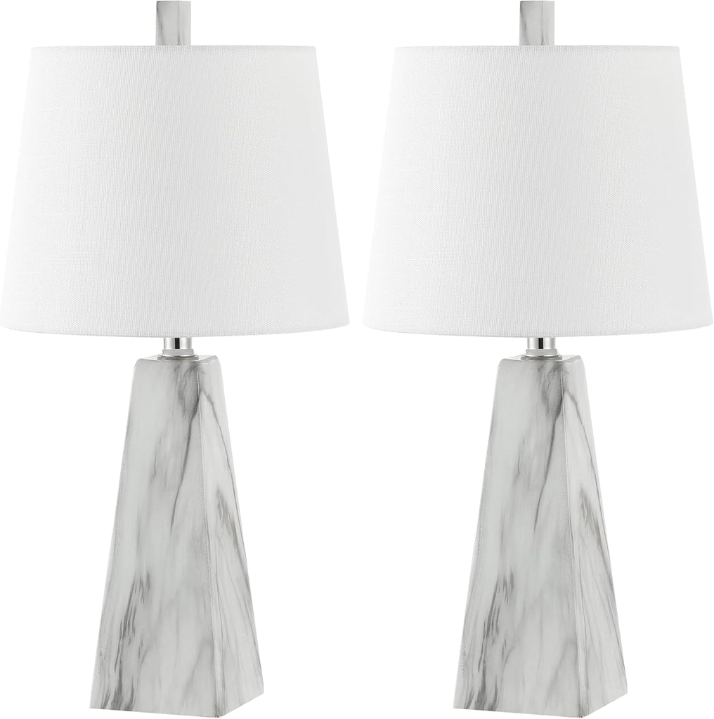 20.5" White Marble Finish Modern Resin Table Lamp Living Room