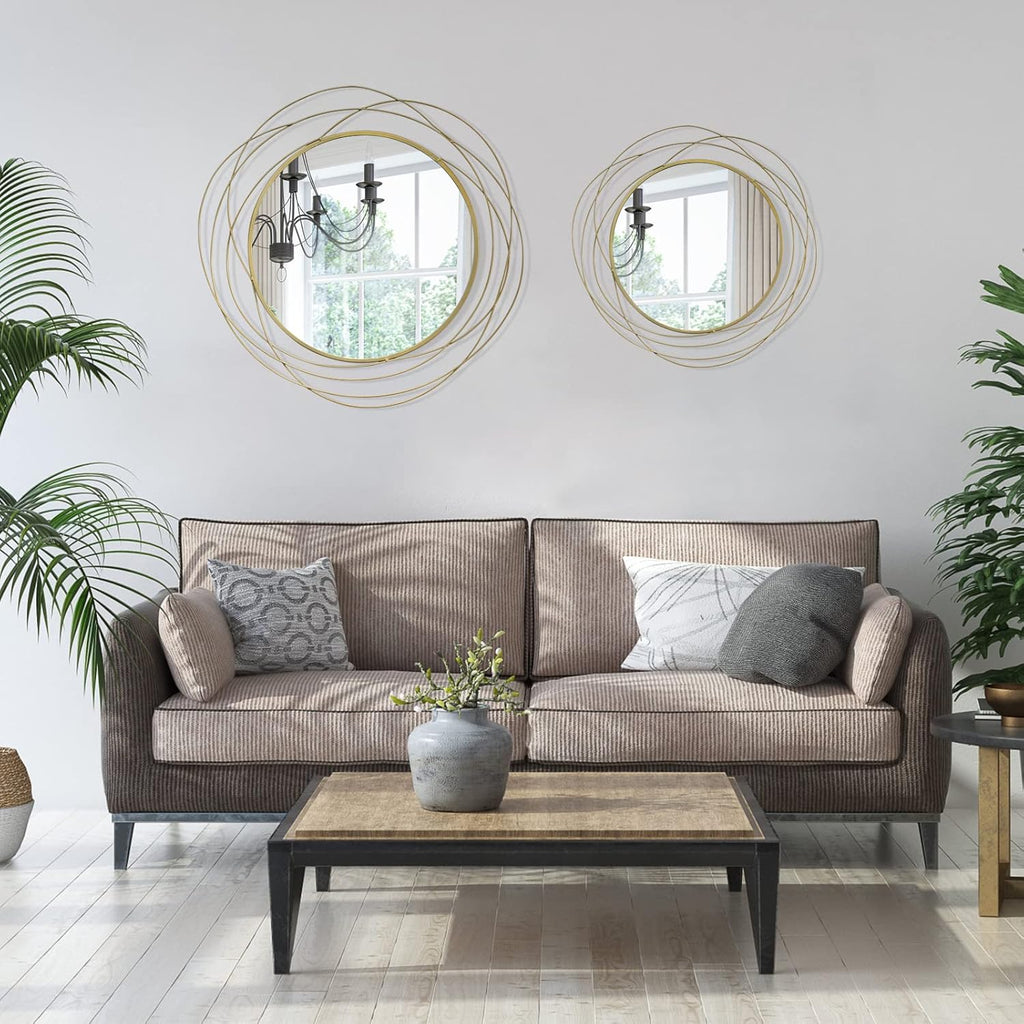 Wall Mirror Mounted Round Decorative Mirrors Circle Vanity, Living Room or Bedroom (Gold1)