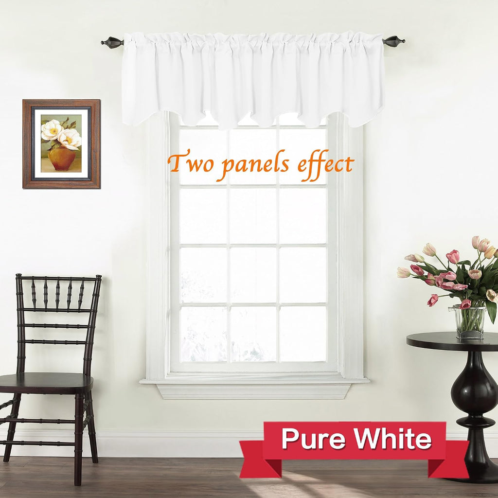 Valances for Windows Solid White Valance Curtains for Kitchen Windows/Living Room/Bathroom Rod Pocket Decoration