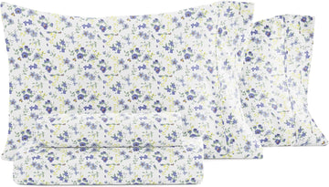 4 Piece Sheet Set - Breathable, Double-Brushed Patterned Cooling Sheets - Ultra Soft & Wrinkle-Free 16"