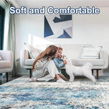 Washable Area Rugs for Living Room 8x10 - Large Neutral Modern Abstract Rug