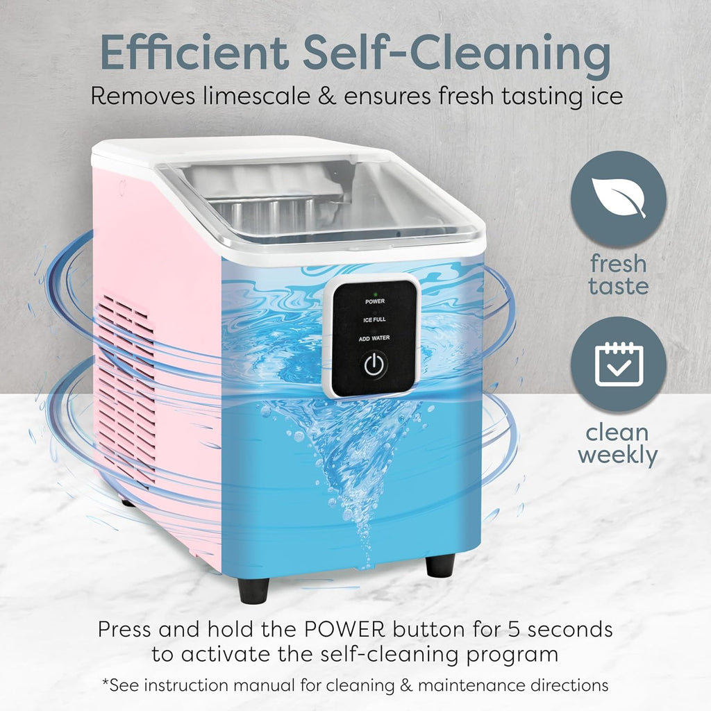 Portable Ice Maker with Scoop & Basket - Ice Maker with LED Control Panel & 1 Quart Water Tank- Ice Cube Maker