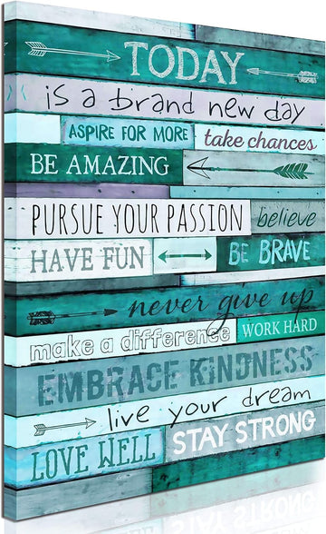 Inspirational Wall-Art - Quotes Office Wall Decor - Teal Wall Decor - Word Artwork Walls With Framed Canvas Art